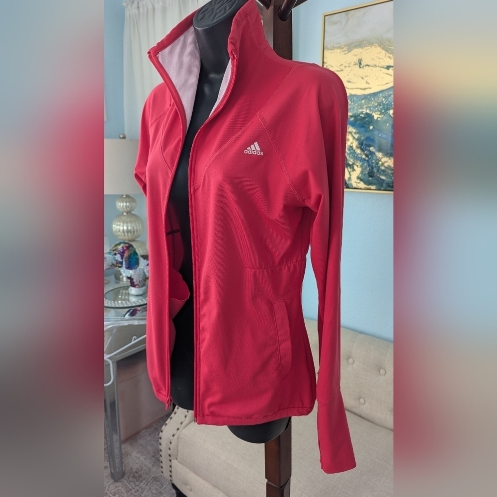 Adidas Climalite Full Zip Jacket Hot Pink Woman's  Size M - Picture 3 of 15